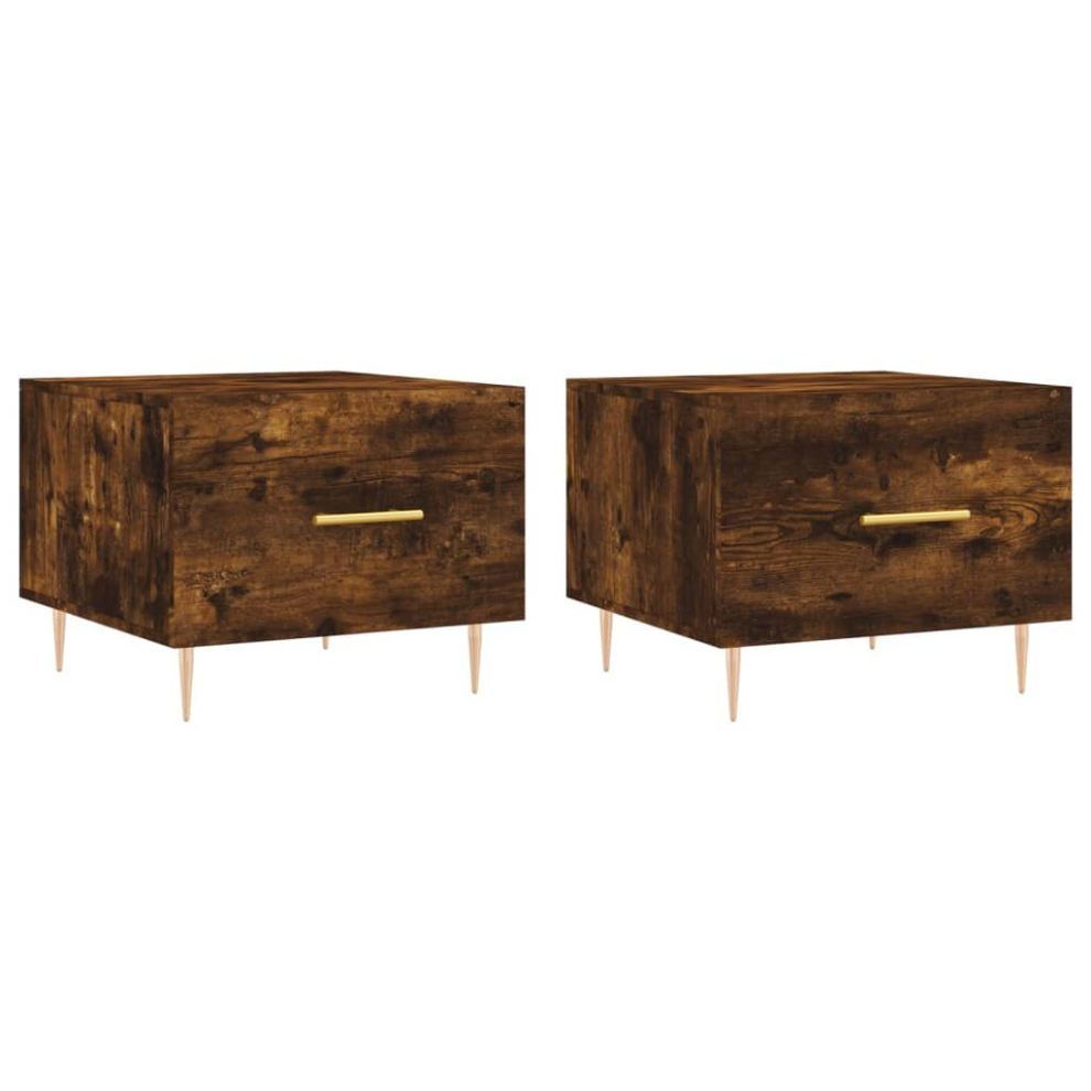 Vidaxl (Smoked Oak, 2 Pcs) Coffee Table Side Table Sofa Table Telephone Table Engineered Wood