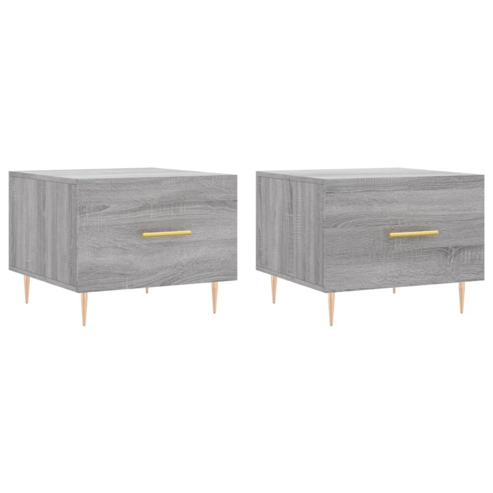 Vidaxl (Grey Sonoma, 2 Pcs) Coffee Table Side Table Sofa Table Telephone Table Engineered Wood
