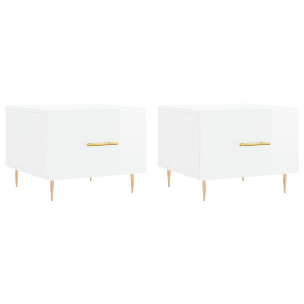 Vidaxl (High Gloss White, 2 Pcs) Coffee Table Side Table Sofa Table Telephone Table Engineered Wood