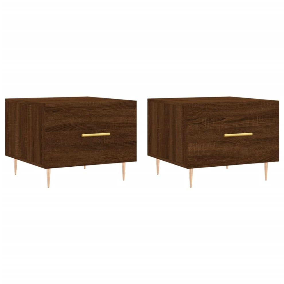 Vidaxl (Brown Oak, 2 Pcs) Coffee Table Side Table Sofa Table Telephone Table Engineered Wood
