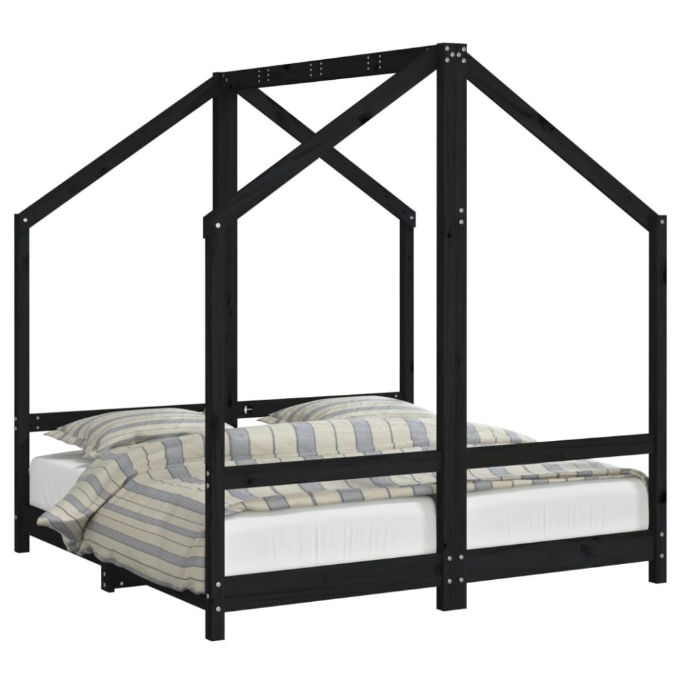 Vidaxl (Black, 70 X 140 Cm) Kids Bed Frame Wooden Bedstead Bed Base Children's Bed Solid Wood Pine