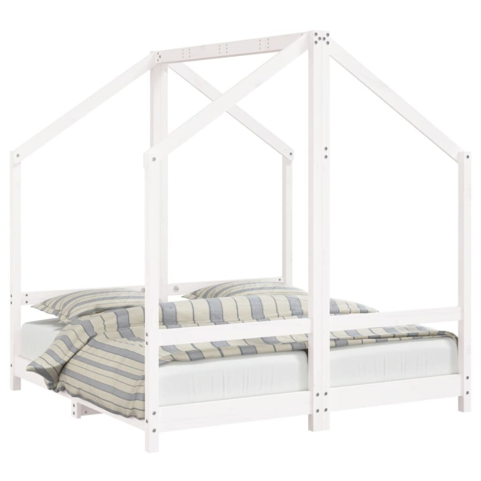 Vidaxl (White, 70 X 140 Cm) Kids Bed Frame Wooden Bedstead Bed Base Children's Bed Solid Wood Pine