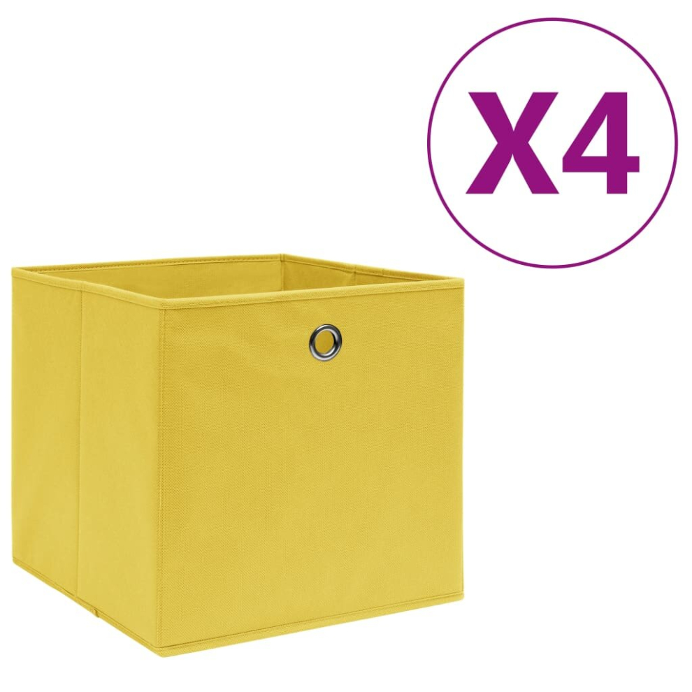 Vidaxl (Yellow, 4 Pcs) Storage Boxes Organiser Cube Basket Container Pack Box Storage Chest