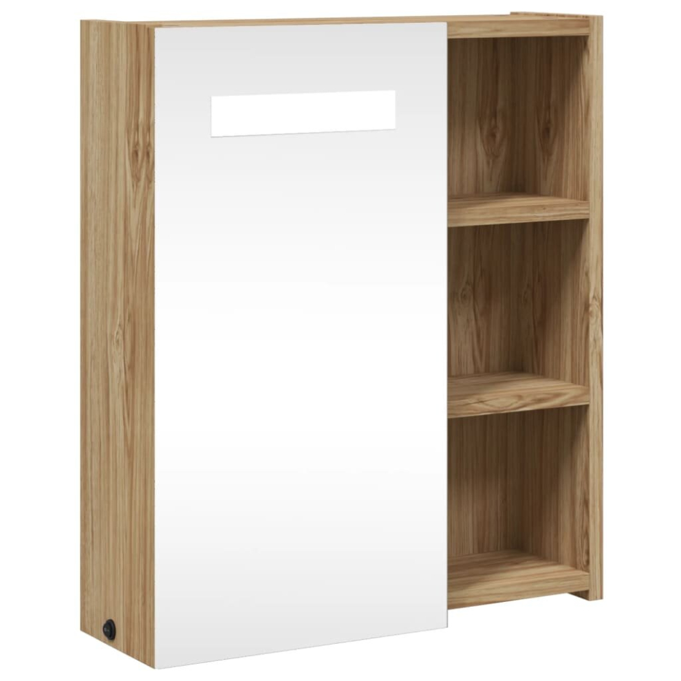 (oak, 45 x 13 x 52 cm) vidaXL Bathroom Mirror Cabinet with LED Light Illuminated Wall Storage Cabinet