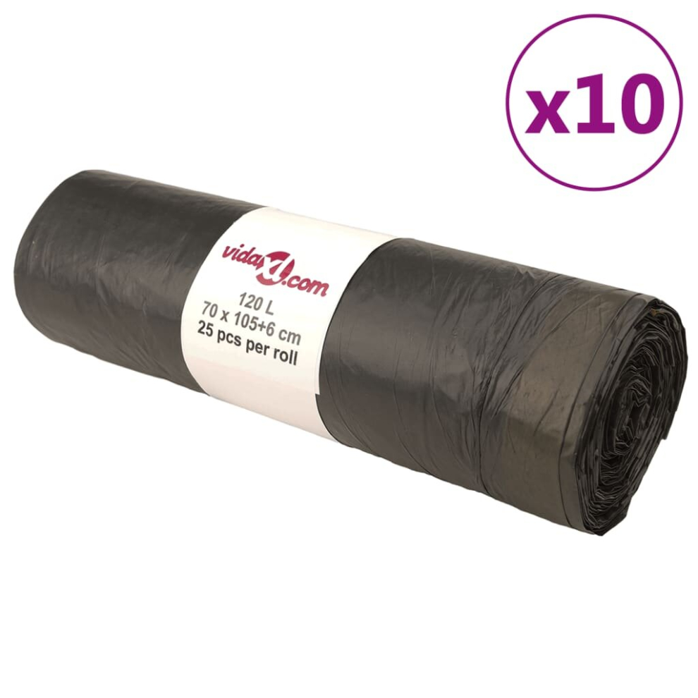 Vidaxl (With Drawstrings, 120 L) Bin Bags Trash Can Bin Liner Rubbish Bag Office Trash Bag 250 Pcs Black