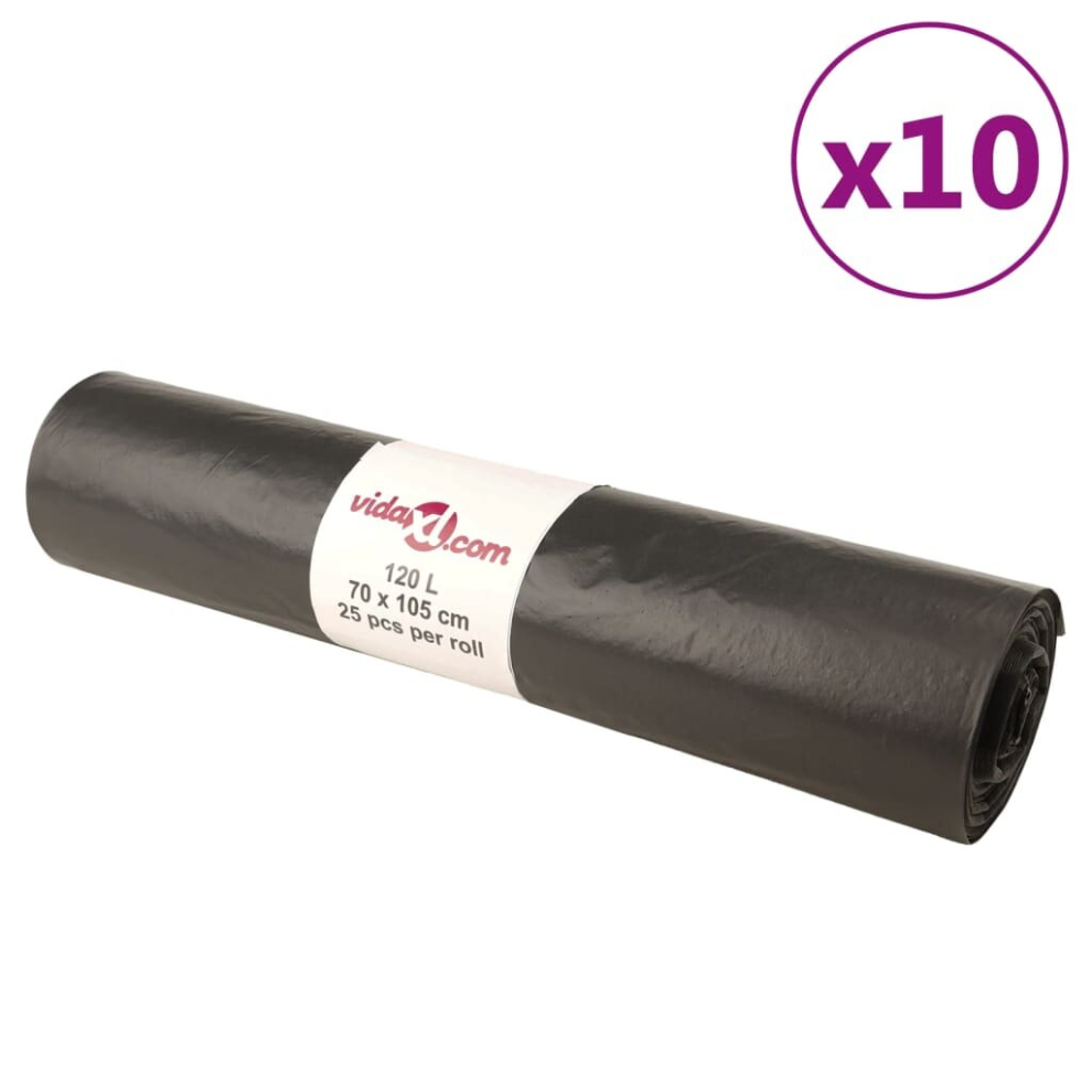Vidaxl (Without Drawstrings, 120 L) Bin Bags Trash Can Bin Liner Rubbish Bag Office Trash Bag 250 Pcs Black