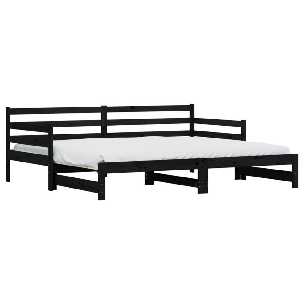 (black, 90 x 200 cm) vidaXL Daybed with Trundle Sofa Bed Guest Bed Sleeper Sofa Solid Wood Pine