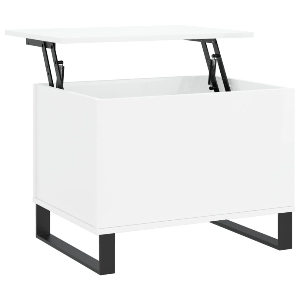 Vidaxl White,Brown (High Gloss White) Coffee Table Side Table End Accent Telephone Sofa Table Engineered Wood