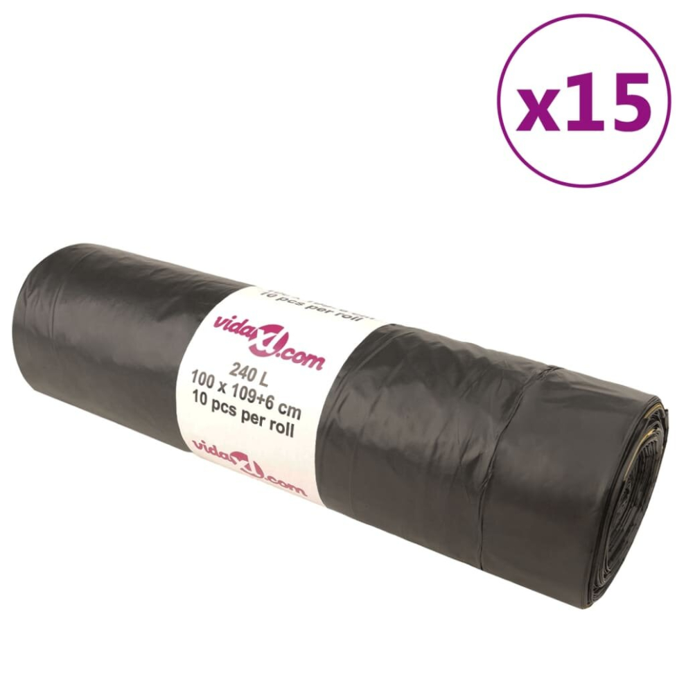Vidaxl (With Drawstrings, 240 L) Bin Bags Trash Can Bin Liner Rubbish Bag Office Trash Bag 250 Pcs Black