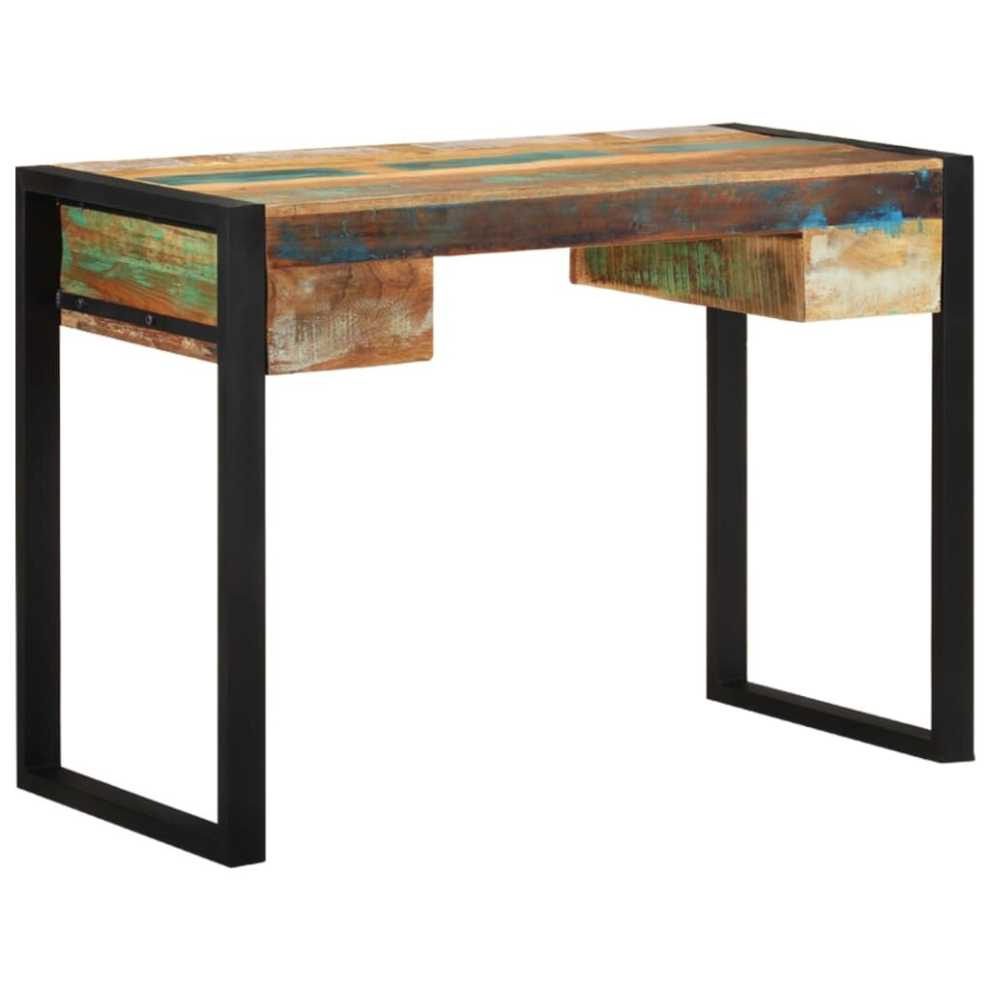 Vidaxl Solid Reclaimed Wood Office Desk Handmade 2 Drawers Rustic 110X50x77 Cm