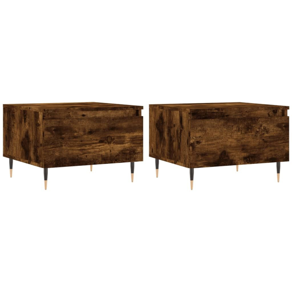 Vidaxl (Smoked Oak, 2 Pcs) Coffee Table Side Table End Accent Telephone Sofa Table Engineered Wood