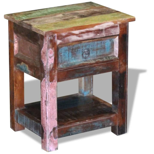 VidaXL vidaXL Side Table Nightstand with 1 Drawer Solid Reclaimed Wood 43x33x51 cm 2