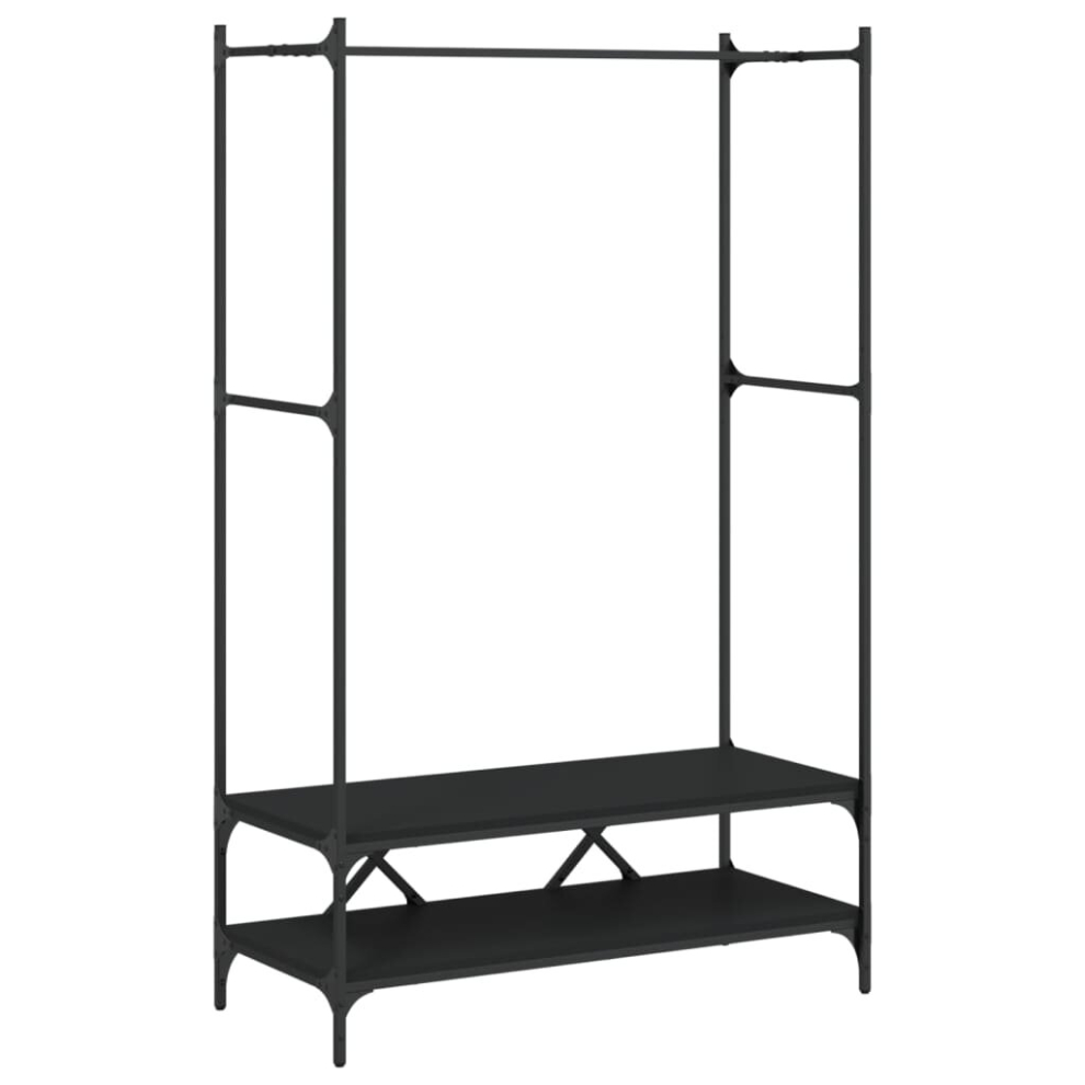 (black) vidaXL Clothes Rack with Shelves Garment Rack Coat Rack Black Engineered Wood