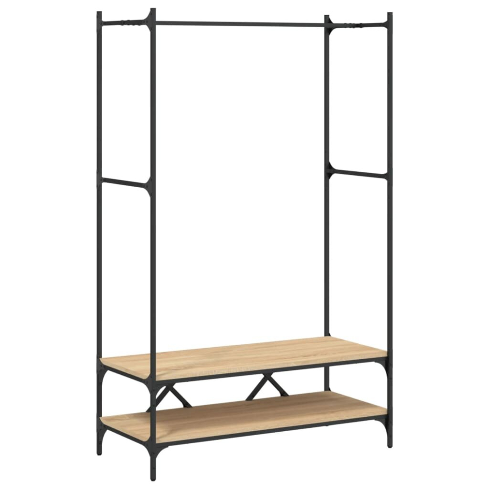 Vidaxl (Sonoma Oak) Clothes Rack With Shelves Hall Coat Rack Garment Racks Engineered Wood