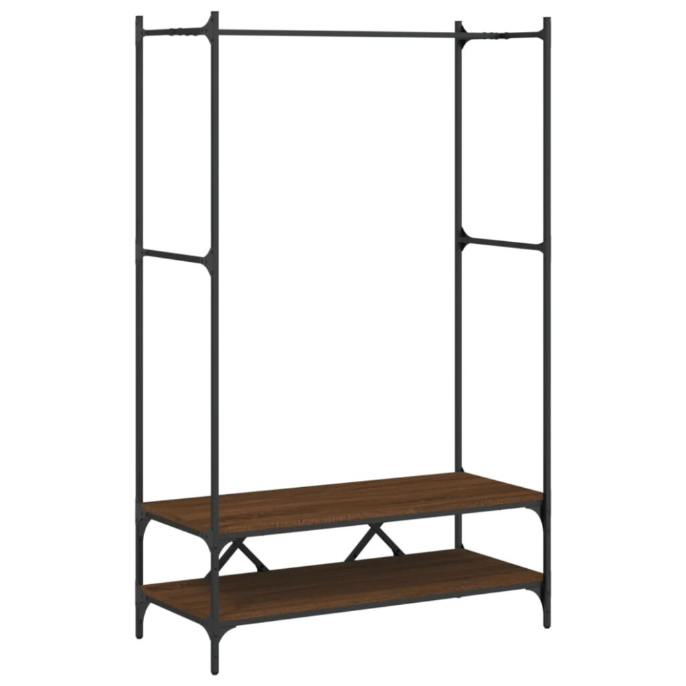 Vidaxl (Brown Oak) Clothes Rack With Shelves Hall Coat Rack Garment Racks Engineered Wood
