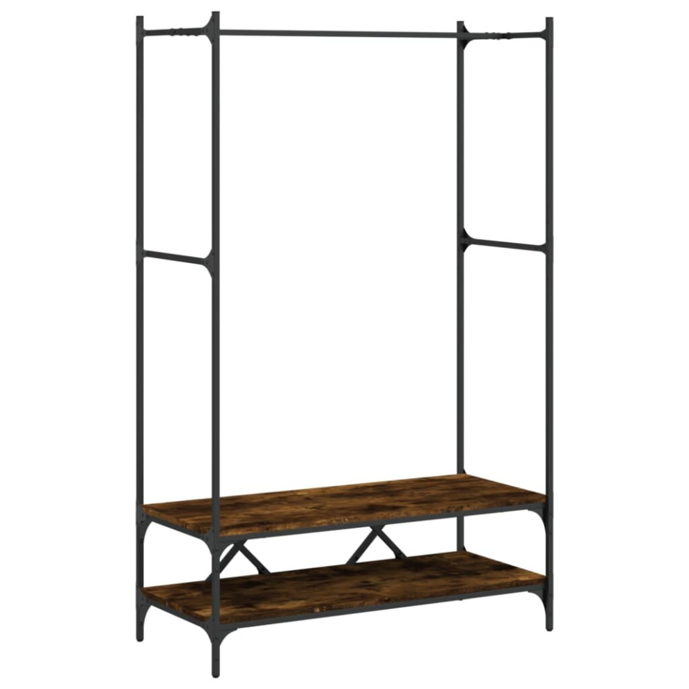 Vidaxl (Smoked Oak) Clothes Rack With Shelves Hall Coat Rack Garment Racks Engineered Wood