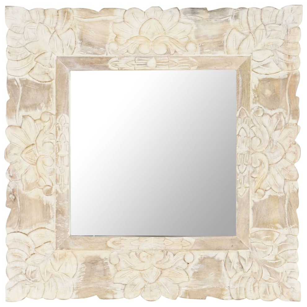 (white) vidaXL Solid Mango Wood Mirror Hanging Makeup Mirror Brown/White Multi Sizes