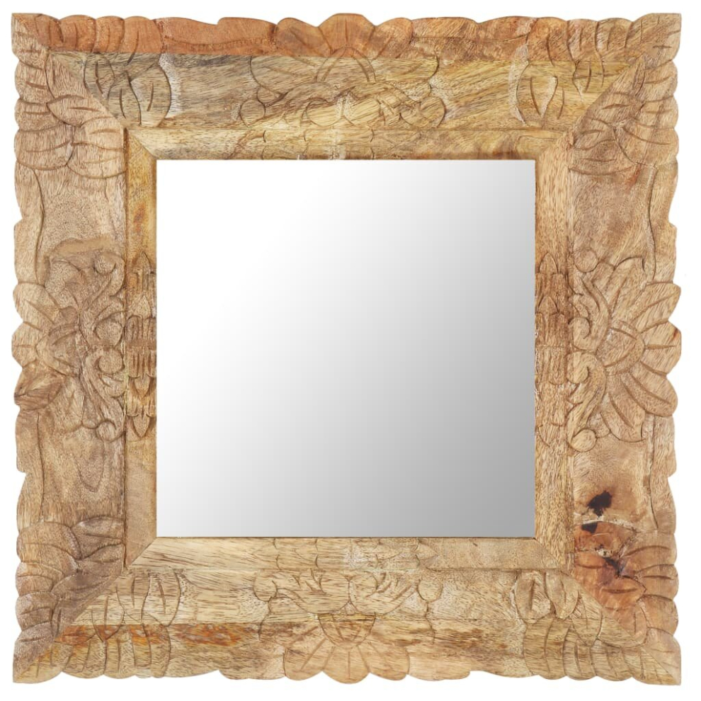 (brown) vidaXL Solid Mango Wood Mirror Hanging Makeup Mirror Brown/White Multi Sizes