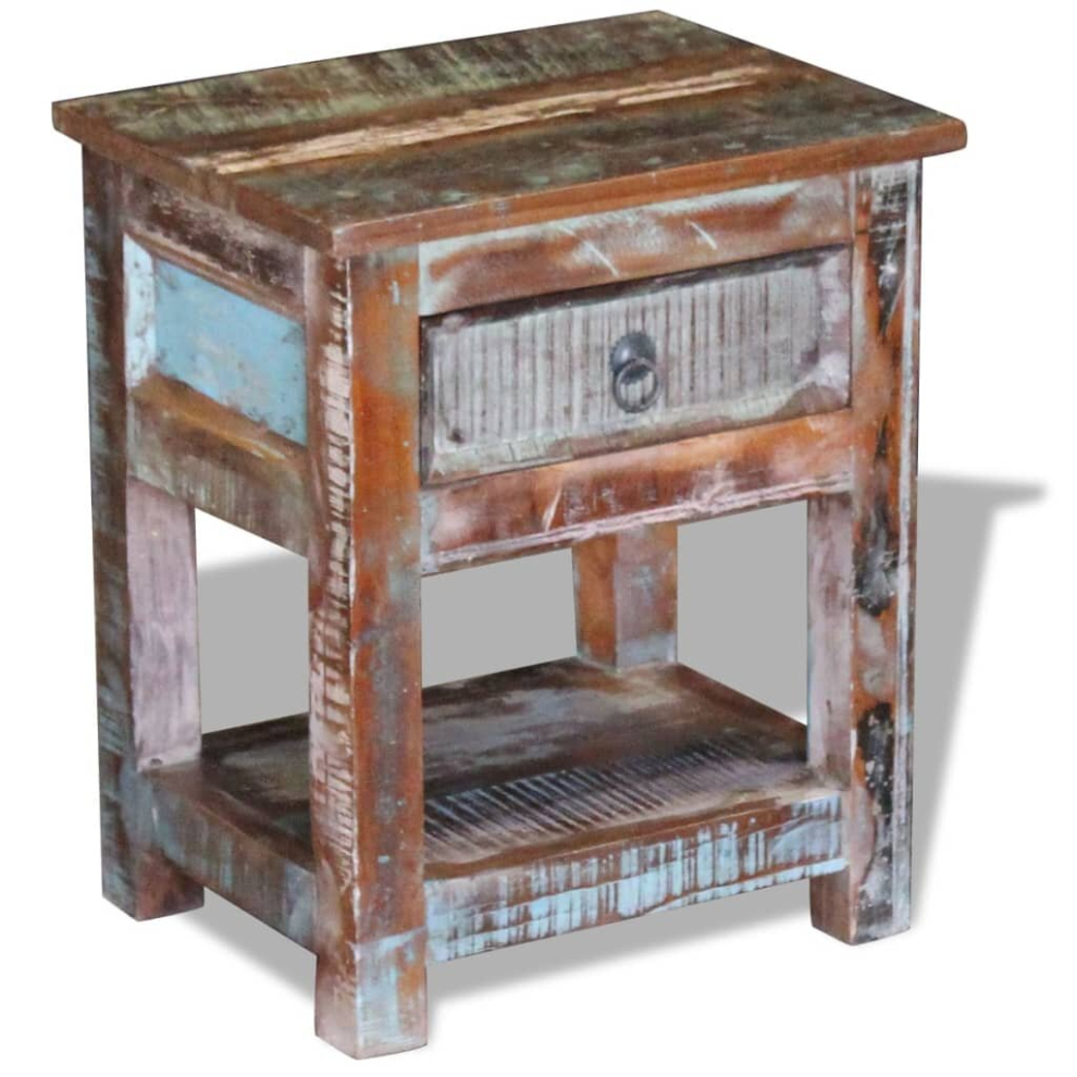 vidaXL Side Table Nightstand with 1 Drawer Solid Reclaimed Wood 43x33x51 cm