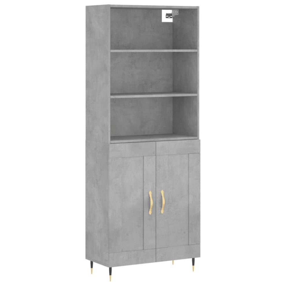 Vidaxl (Concrete Grey, 2 Wood Doors) Highboard Sideboard Storage Cabinet Cupboard Cabinet Engineered Wood