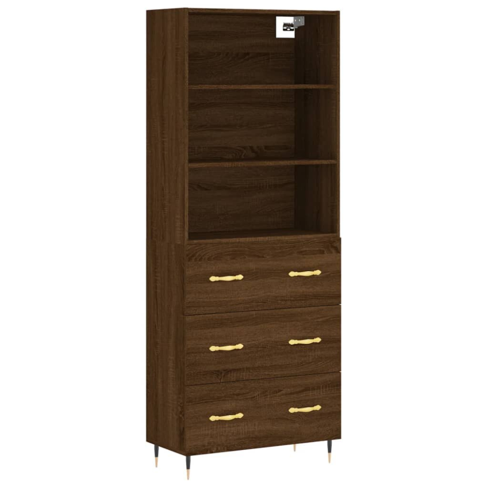 (brown oak, 3 drawers) vidaXL Highboard Sideboard Storage Cabinet Cupboard Cabinet Engineered Wood