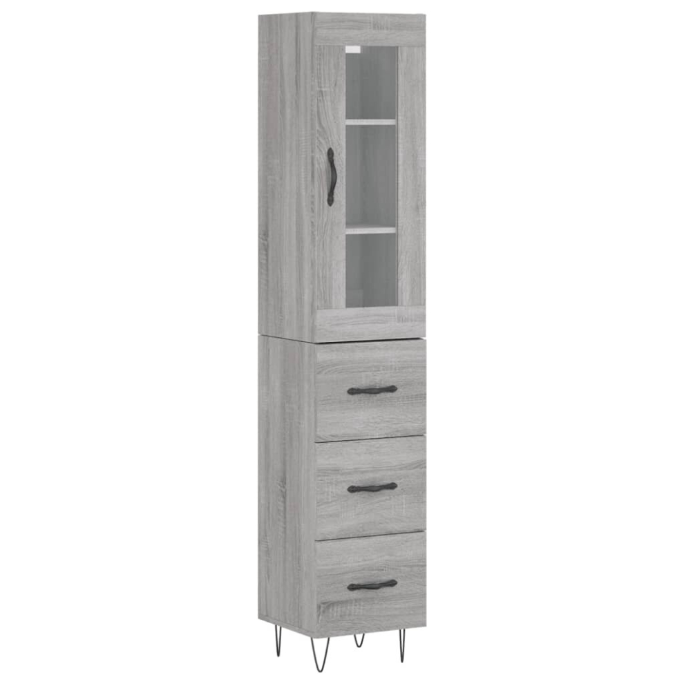 (grey sonoma, 3 drawers) vidaXL Highboard Sideboard Storage Cabinet Home Side Cabinet Engineered Wood