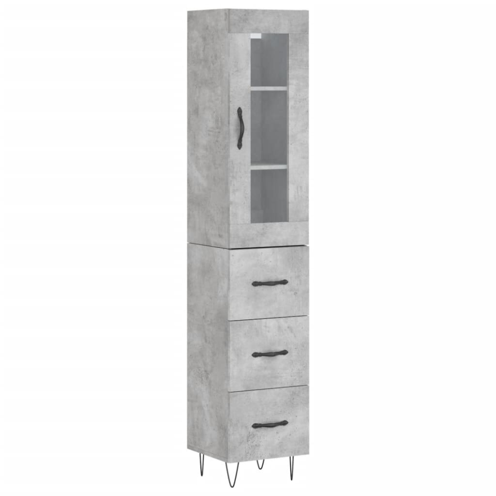 (concrete grey, 3 drawers) vidaXL Highboard Sideboard Storage Cabinet Home Side Cabinet Engineered Wood