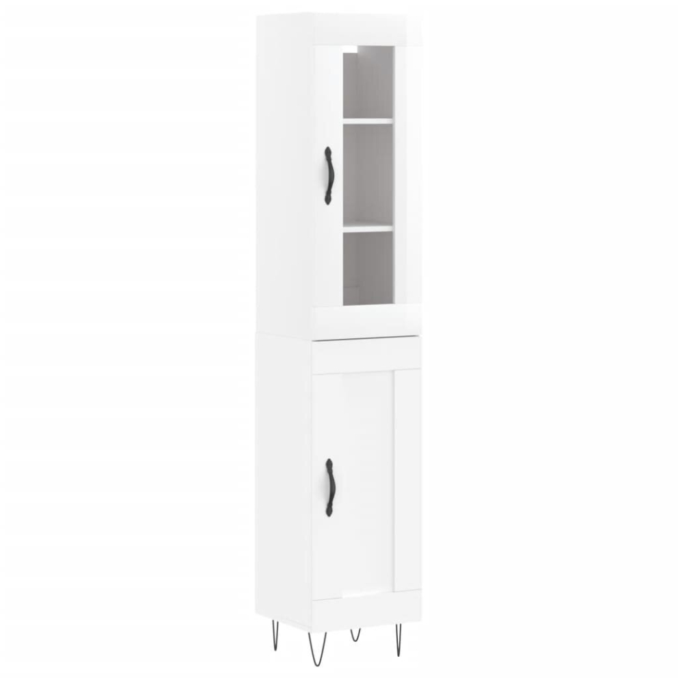 (high gloss white, 1 wood door) vidaXL Highboard Sideboard Storage Cabinet Home Side Cabinet Engineered Wood