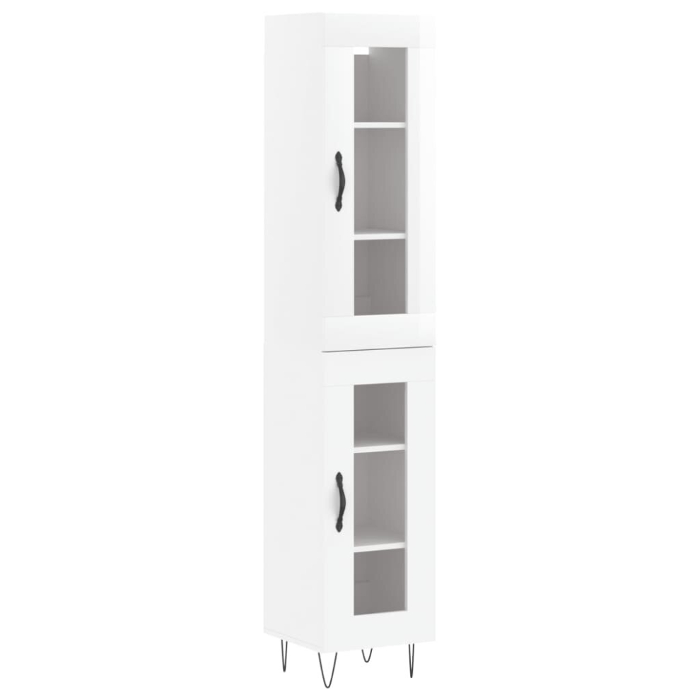 (high gloss white, 1 glass door) vidaXL Highboard Sideboard Storage Cabinet Home Side Cabinet Engineered Wood