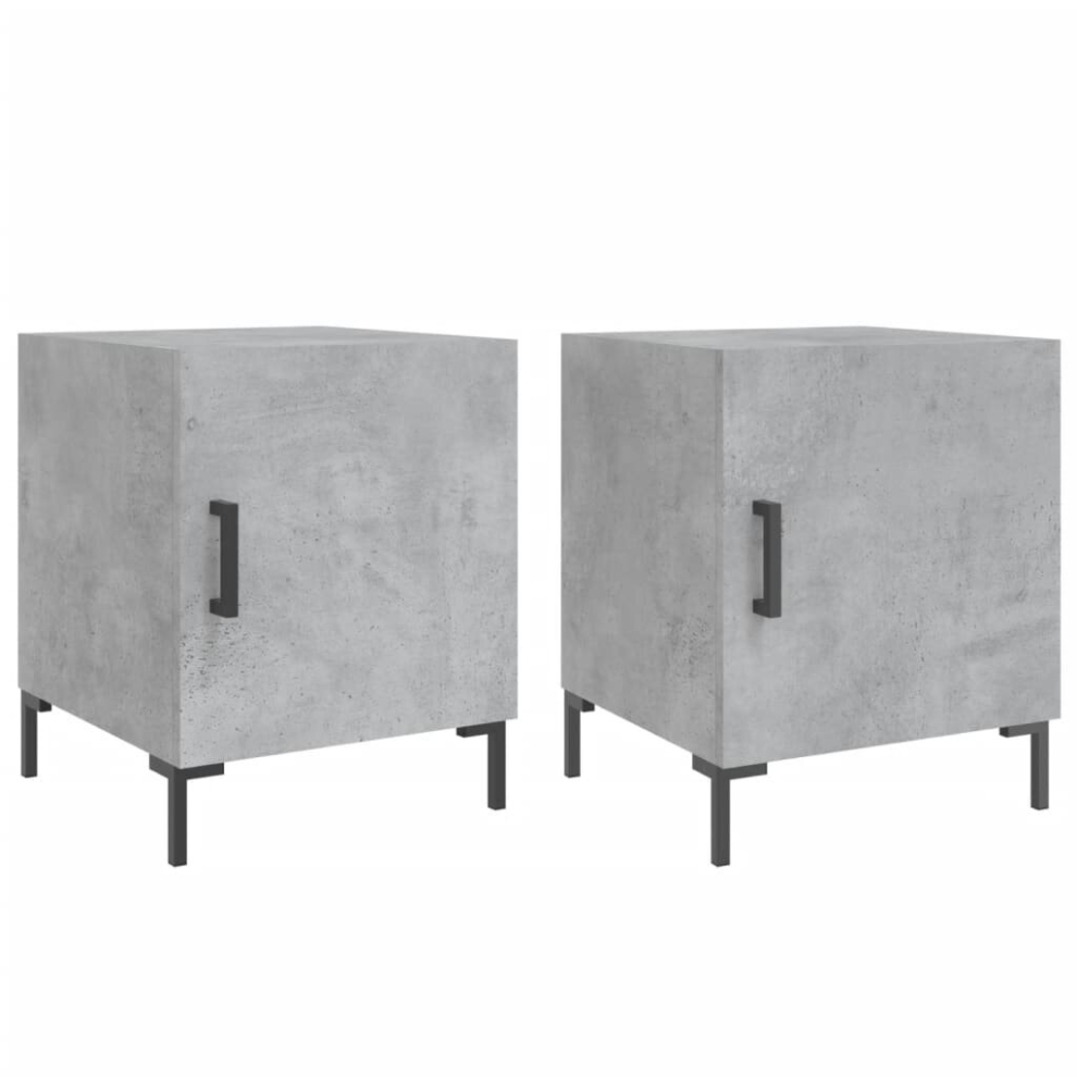 Vidaxl (Concrete Grey, 2 Pcs) Bedside Cabinets Nightstand Bedside Table Bed Cabinet Engineered Wood