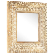 (50 x 50 x 2.6 cm) vidaXL Solid Mango Wood Hand-Carved Mirror Wall Makeup Decoration Multi Sizes