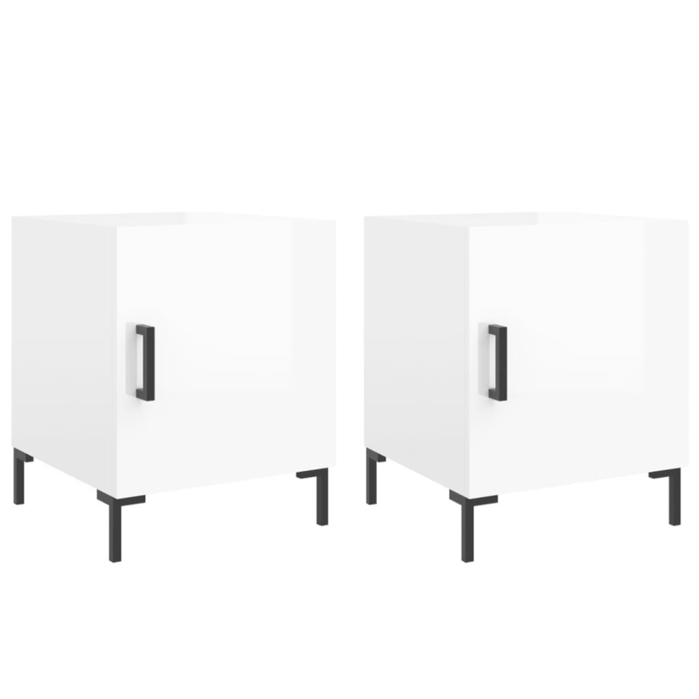 Vidaxl (High Gloss White, 2 Pcs) Bedside Cabinets Nightstand Bedside Table Bed Cabinet Engineered Wood