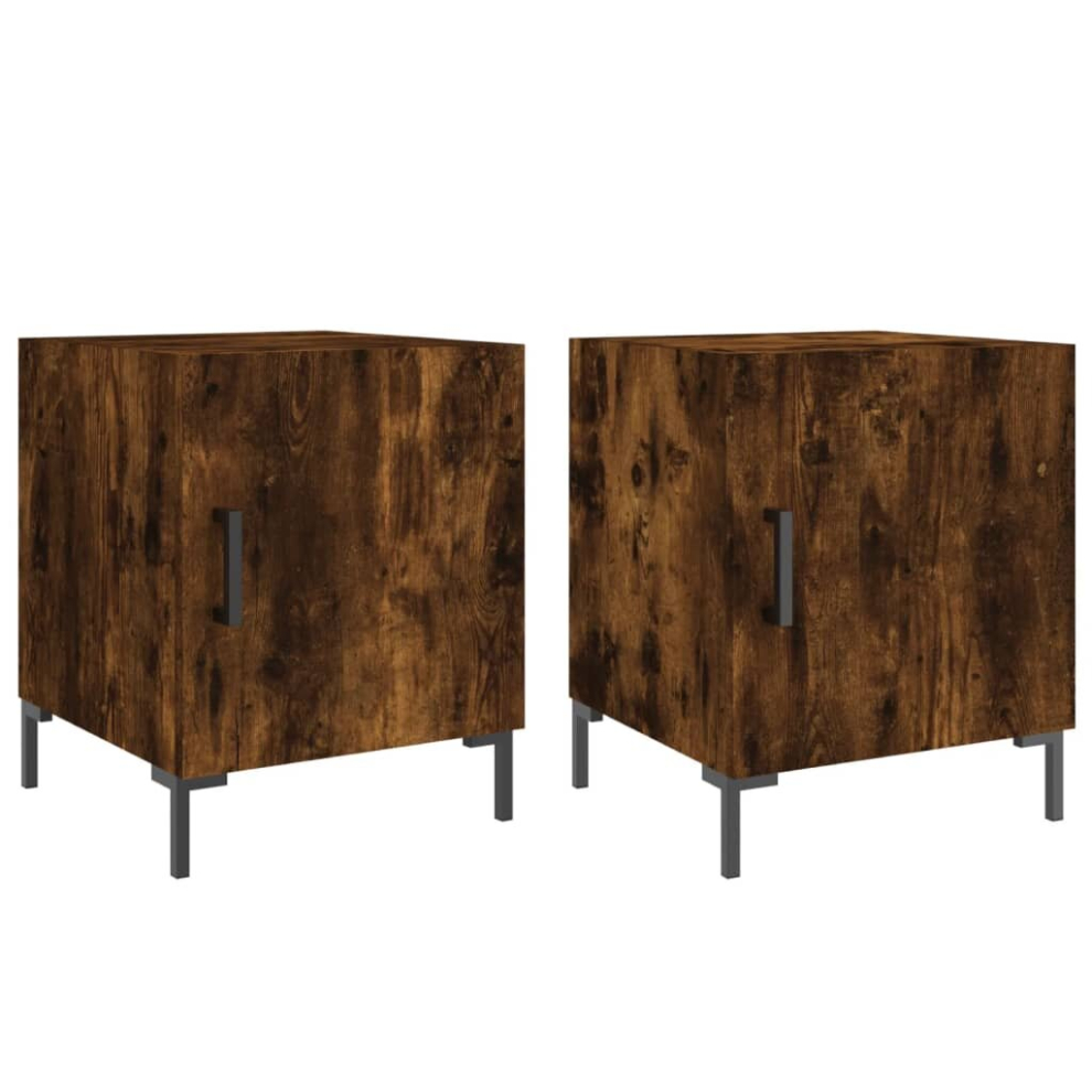 Vidaxl (Smoked Oak, 2 Pcs) Bedside Cabinets Nightstand Bedside Table Bed Cabinet Engineered Wood
