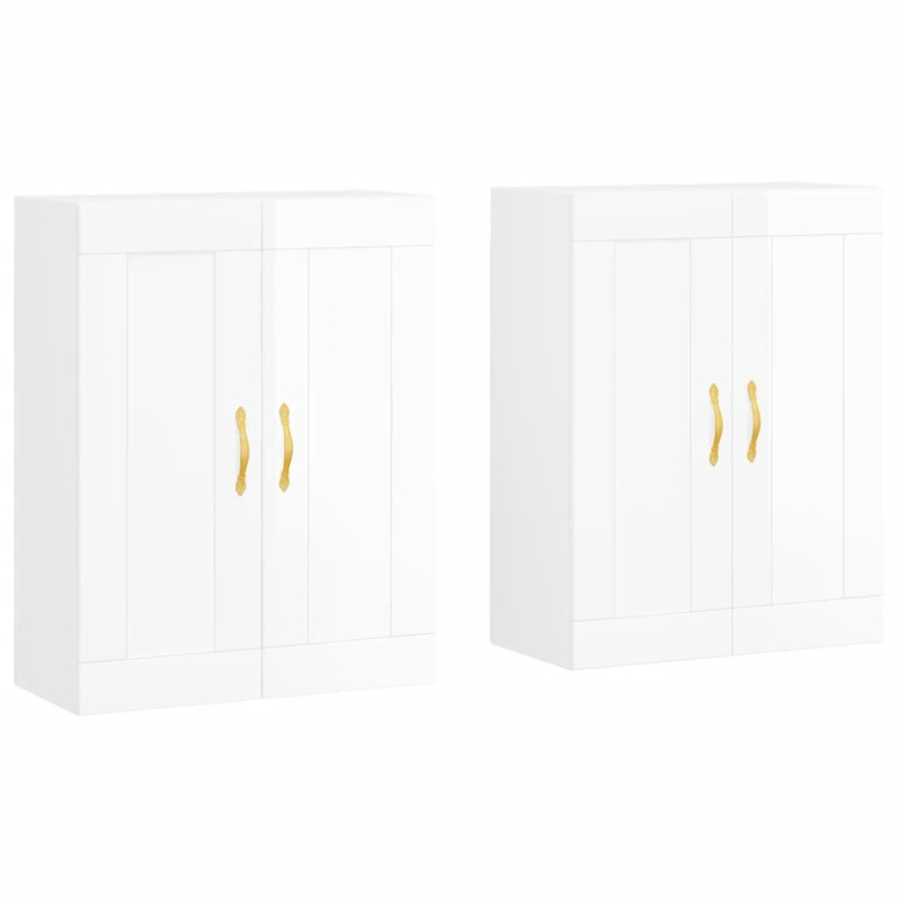 (high gloss white) vidaXL Wall Mounted Cabinets Storage Cabinet Cupboard 2 pcs Engineered Wood