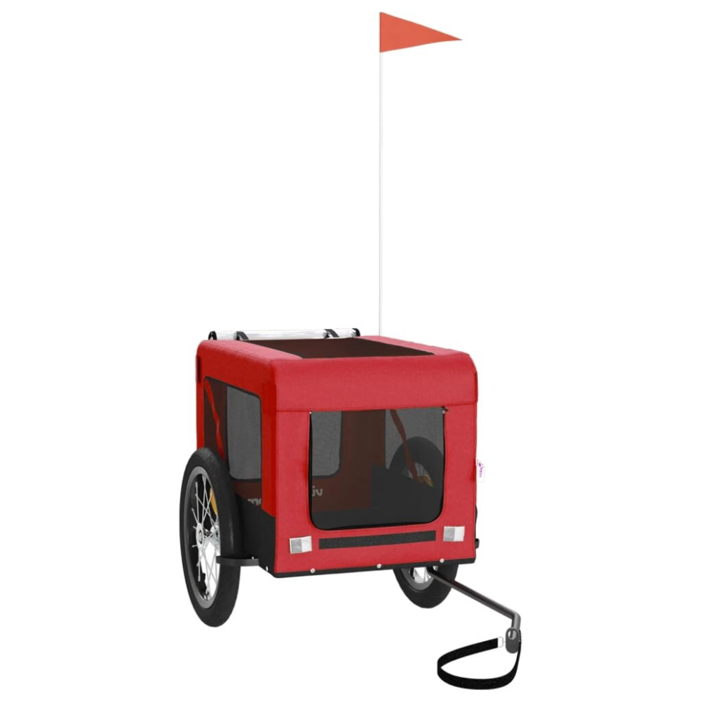 Vidaxl (Red, 63 X 123 X 66 Cm) Dog Bike Trailer Bicycle Trailer Bike Carriage Oxford Fabric And Iron