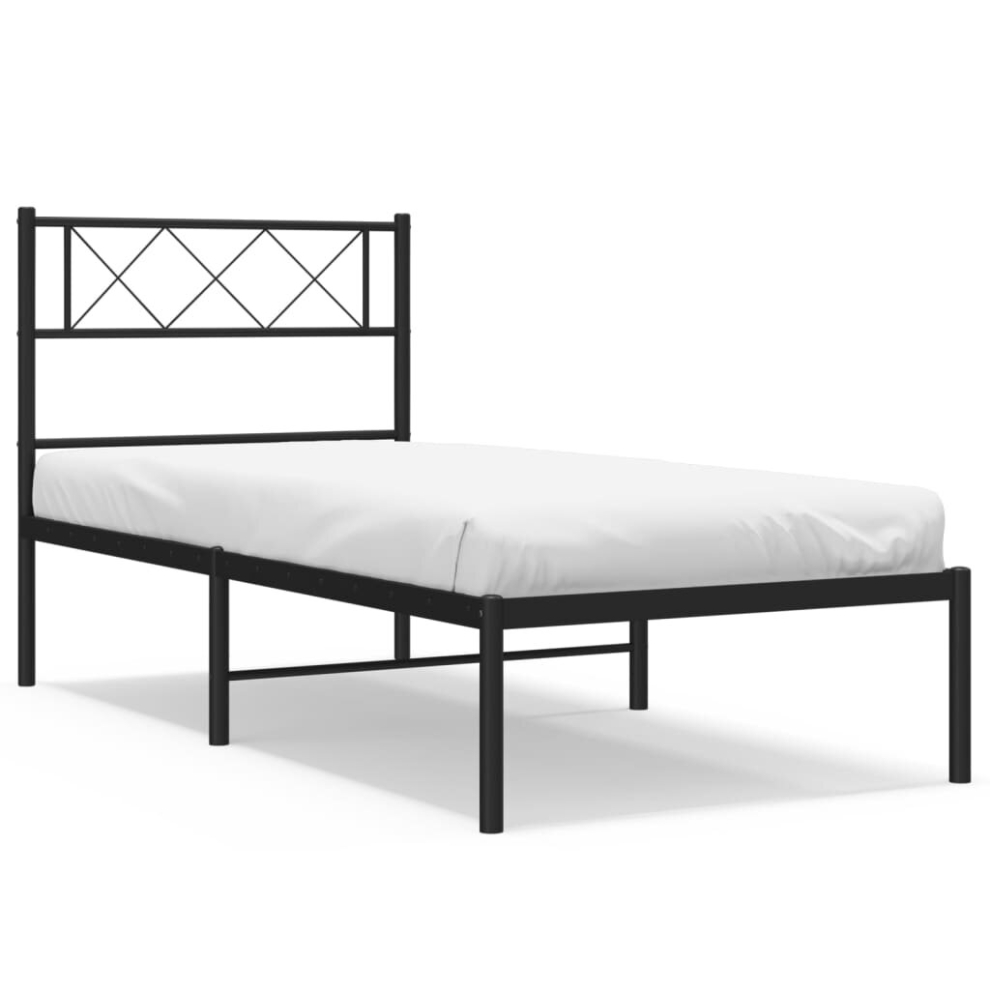 Vidaxl (Black, 100 X 200 Cm/With Headboard) Metal Bed Frame Bedroom Platform Bed Base Bedstead Mattress Foundation