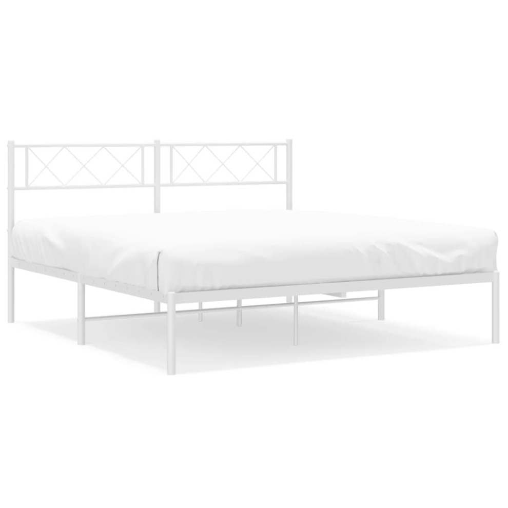 (white, 120 x 200 cm/with headboard) vidaXL Metal Bed Frame Bedroom Platform Bed Base Bedstead Mattress Foundation