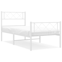 (white, 100 x 190 cm/with headboard & footboard) vidaXL Metal Bed Frame Bedroom Platform Bed Base Bedstead Mattress Foundation