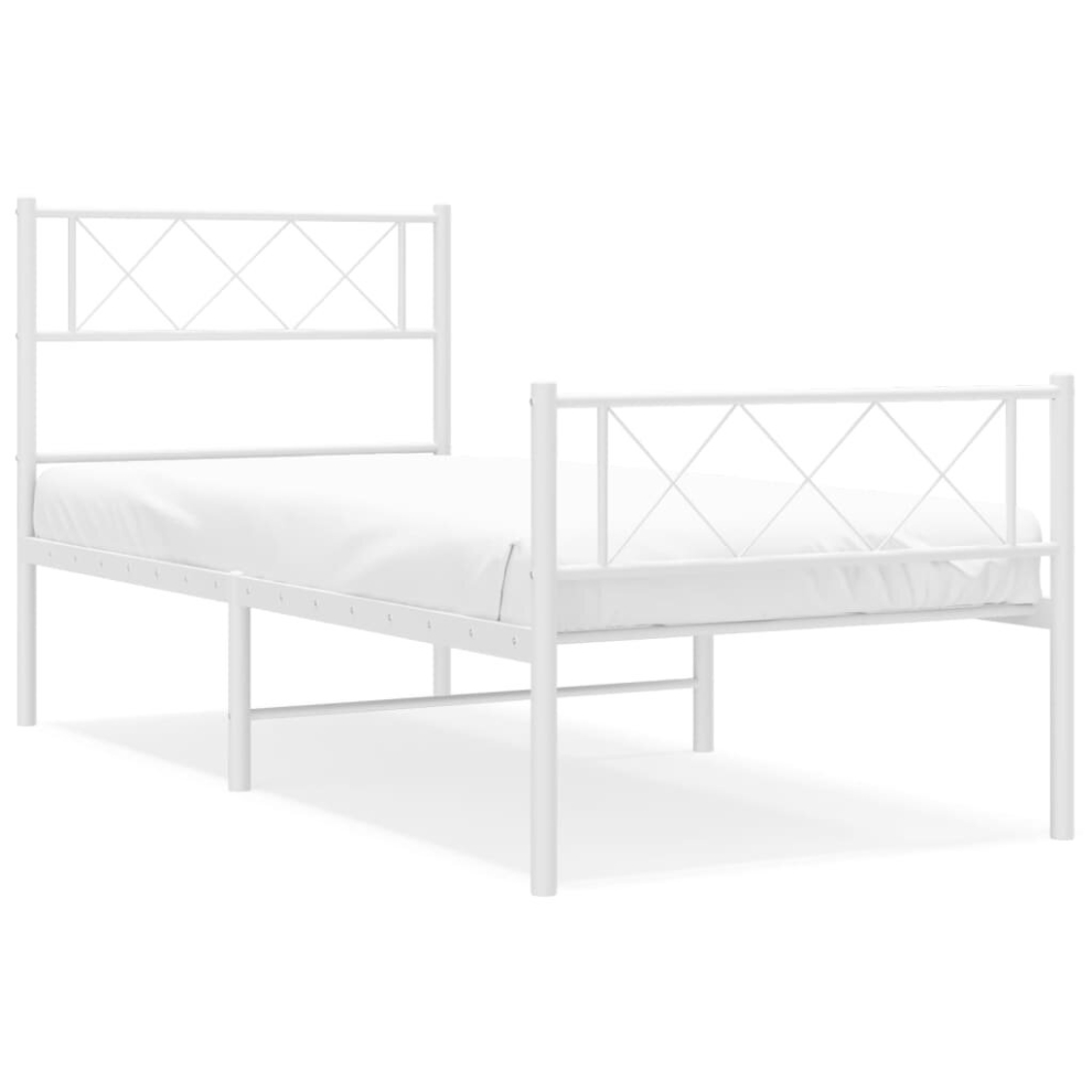 (white, 100 x 190 cm/with headboard & footboard) vidaXL Metal Bed Frame Bedroom Platform Bed Base Bedstead Mattress Foundation