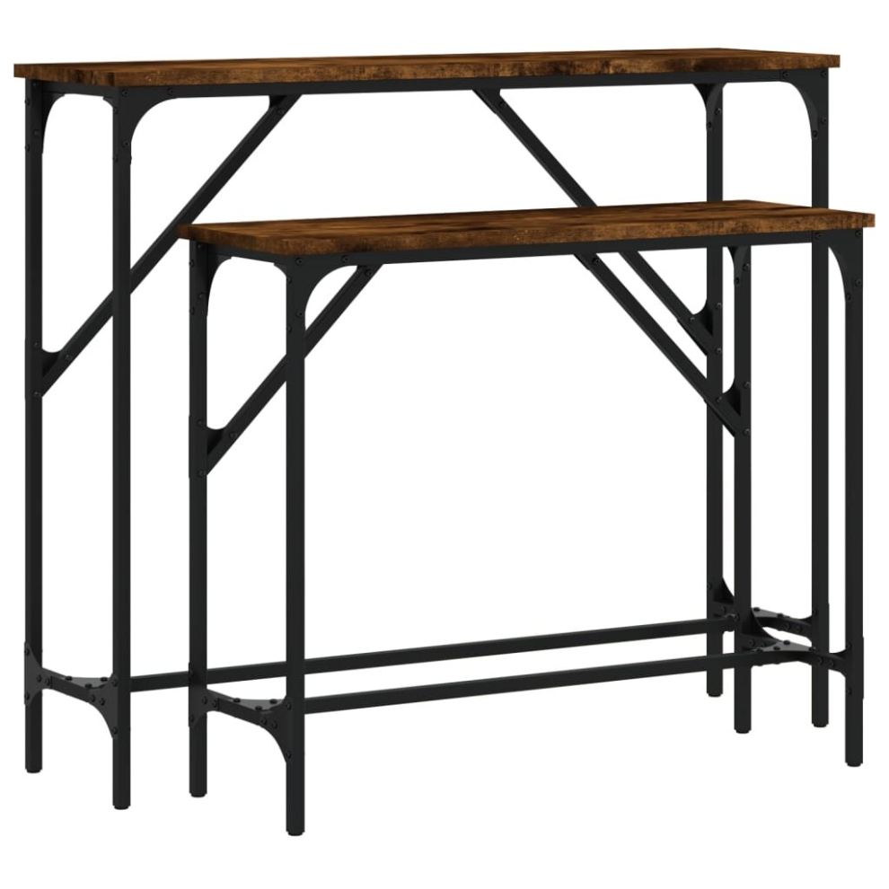 Vidaxl (Smoked Oak) Console Table Side End Table Hallway Sofa Tables 2 Pcs Engineered Wood
