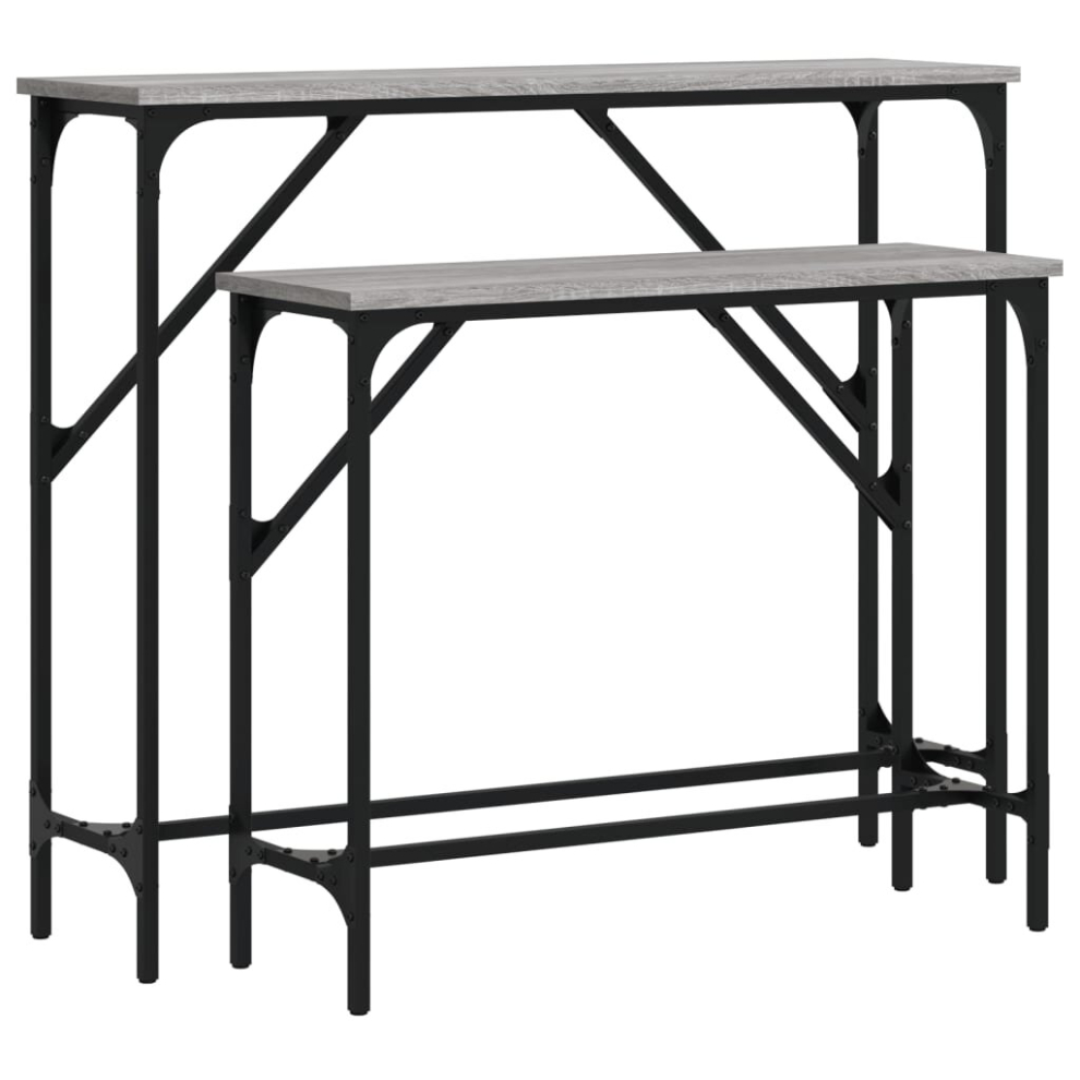 Vidaxl (Grey Sonoma) Console Table Side End Table Hallway Sofa Tables 2 Pcs Engineered Wood