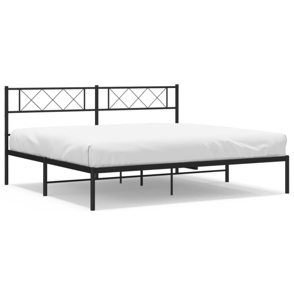Vidaxl (Black, 193 X 203 Cm/With Headboard) Metal Bed Frame Bedroom Platform Bed Base Bedstead Mattress Foundation