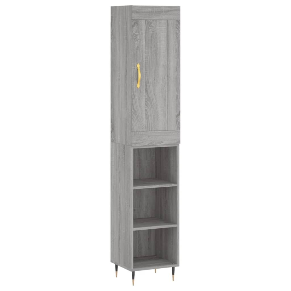 (grey sonoma, 3 shelves) vidaXL Highboard Sideboard Storage Cabinet Home Side Cabinet Engineered Wood