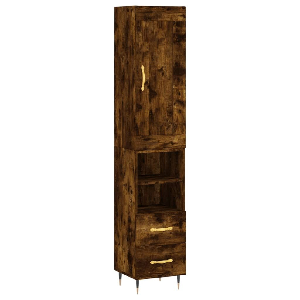 (smoked oak, 2 drawers 2 shelves) vidaXL Highboard Sideboard Storage Cabinet Home Side Cabinet Engineered Wood