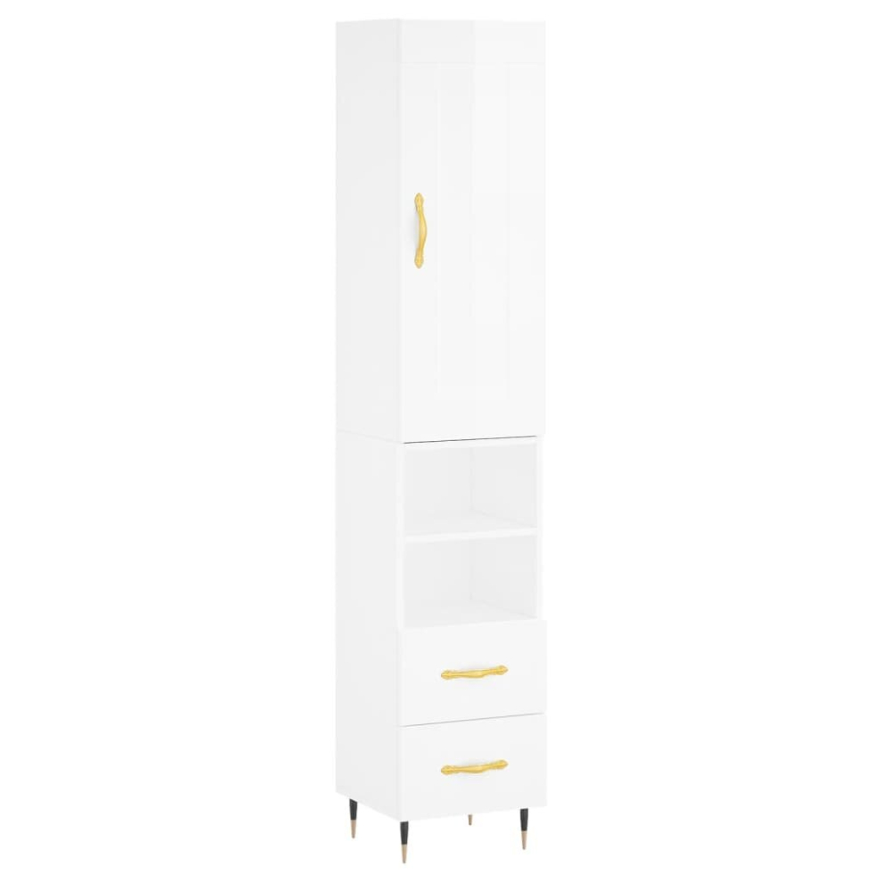 (high gloss white, 2 drawers 2 shelves) vidaXL Highboard Sideboard Storage Cabinet Home Side Cabinet Engineered Wood