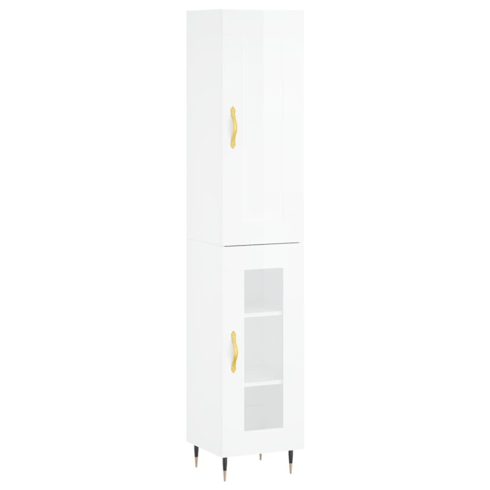 (high gloss white, 1 glass door) vidaXL Highboard Sideboard Storage Cabinet Home Side Cabinet Engineered Wood