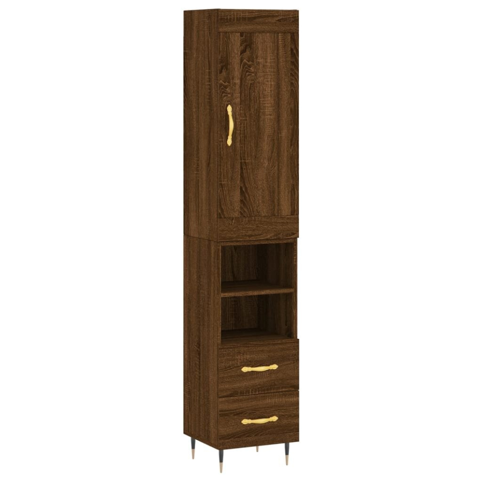 (brown oak, 2 drawers 2 shelves) vidaXL Highboard Sideboard Storage Cabinet Home Side Cabinet Engineered Wood