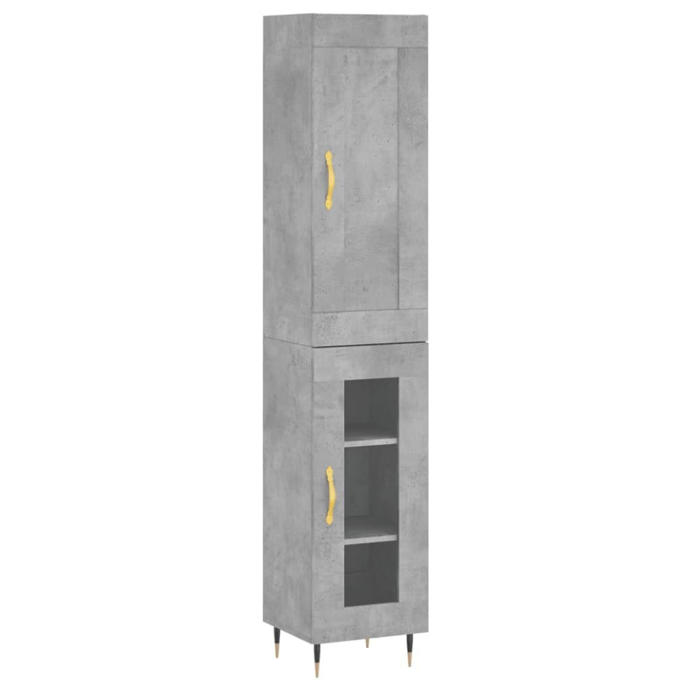 Vidaxl (Concrete Grey, 1 Glass Door) Highboard Sideboard Storage Cabinet Home Side Cabinet Engineered Wood