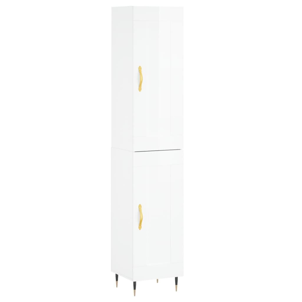 (high gloss white, 1 wood door) vidaXL Highboard Sideboard Storage Cabinet Home Side Cabinet Engineered Wood