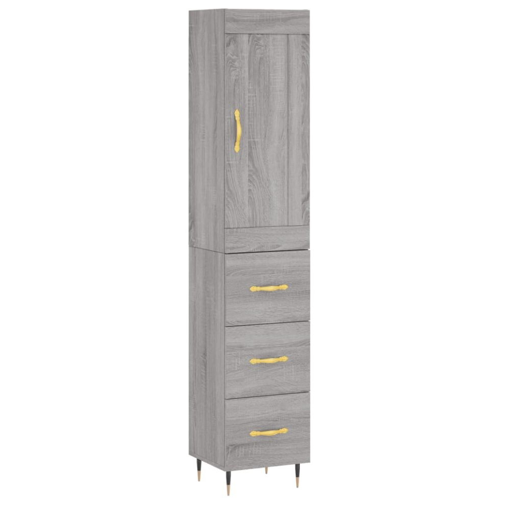 (grey sonoma, 3 drawers) vidaXL Highboard Sideboard Storage Cabinet Home Side Cabinet Engineered Wood